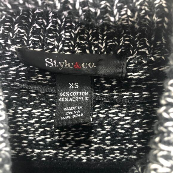 Style & Co Double Breasted Gray Black‎ Mottled Long Mock Neck Cardigan Size XS - Picture 5 of 9